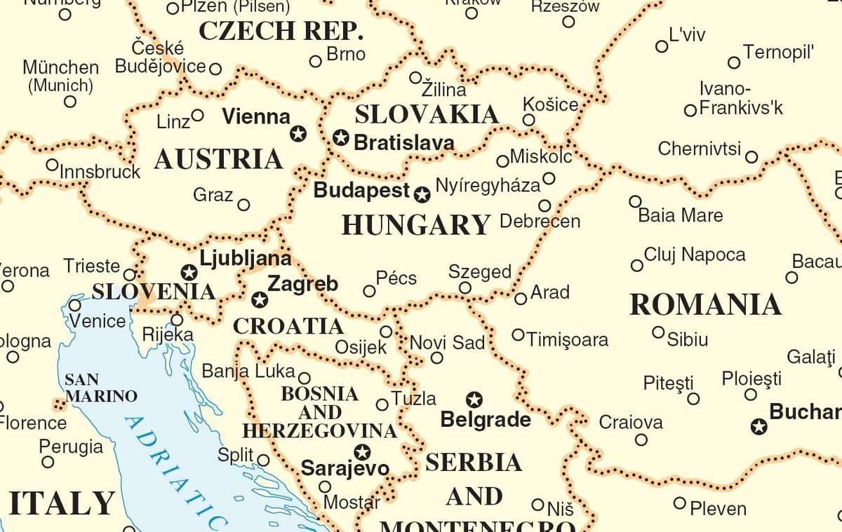 kart Slovakiya ətraf ölkələrin