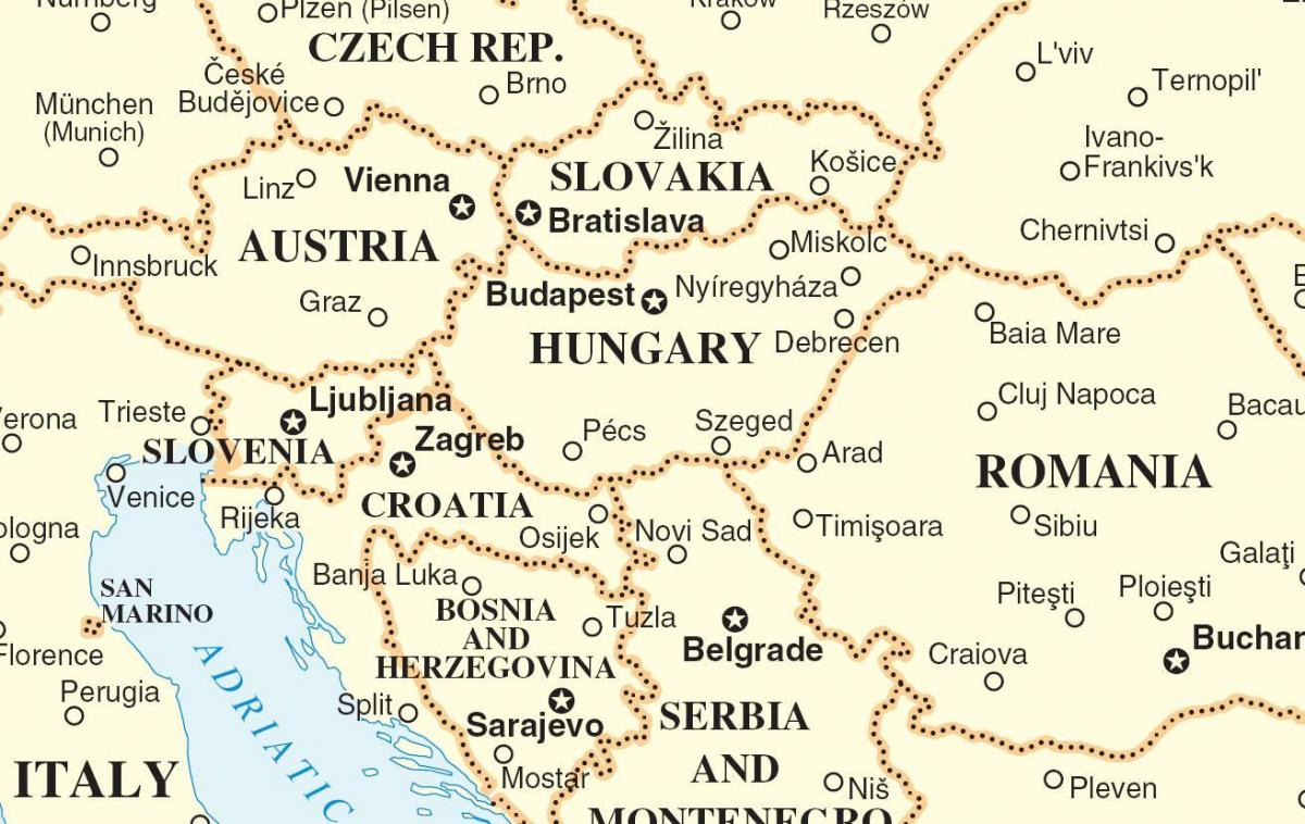 kart Slovakiya ətraf ölkələrin