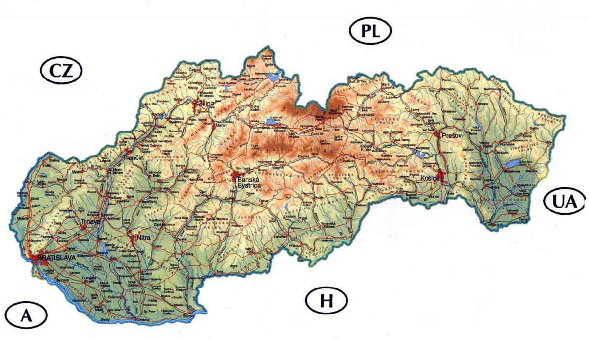 ətraflı xəritəsi Slovakiya