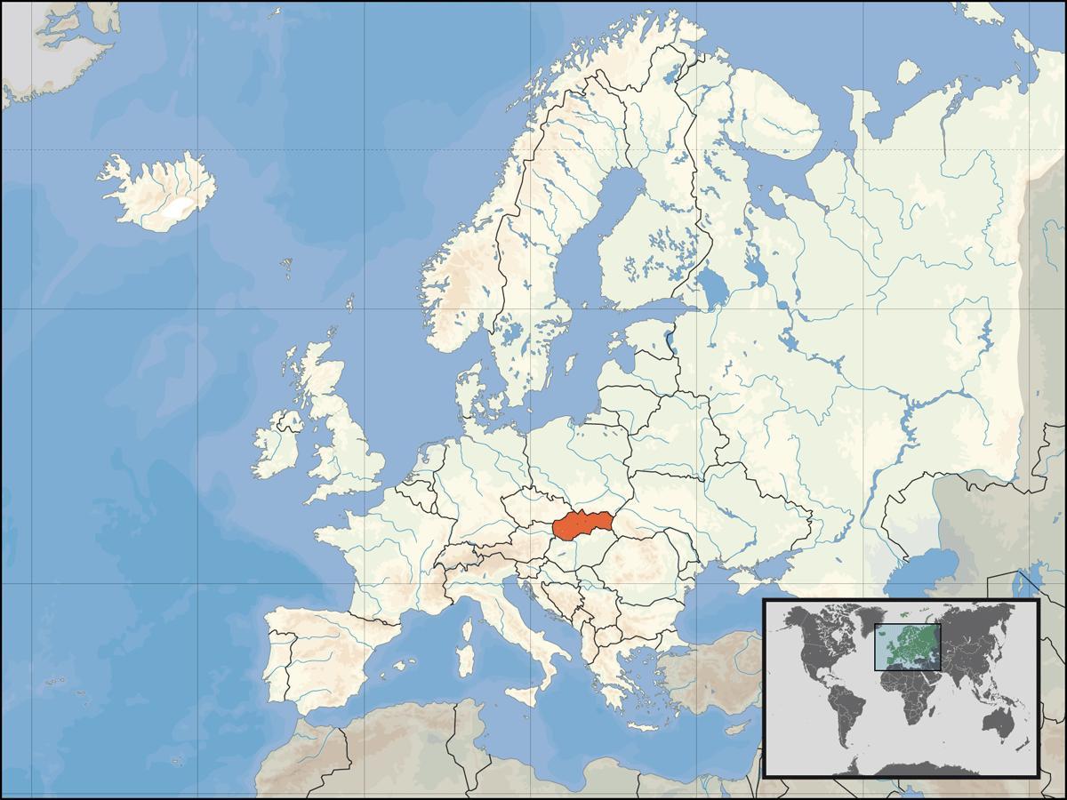 Yeri Slovakiya dünya xəritəsində