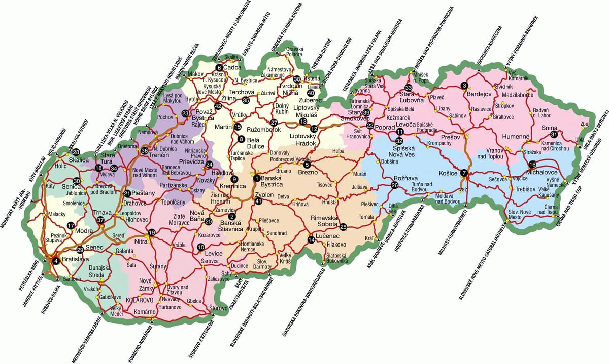Slovakiya yerləri xəritədə