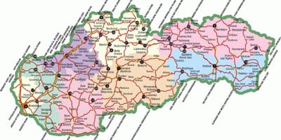 Slovakiya yerləri xəritədə